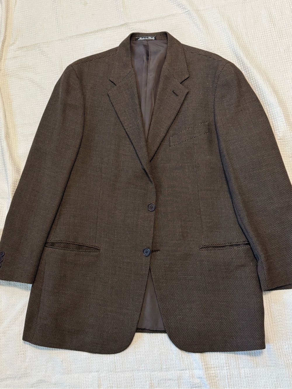 Armani made in Italy men’s Brown Herringbone Blazer -wool alpaca Tailored Jacket